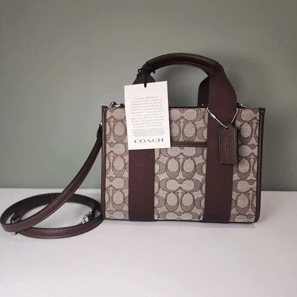 NWT Coach CAR78 Smith Tote Bag 24 Crossbody In Signature Jacquard In Oak/Maple